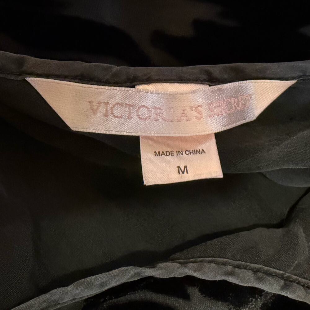 VS Victoria's Secret Burnout Velvet Top Silk Blend Sheer Y2K Black Whimsigoth M - Picture 5 of 6
